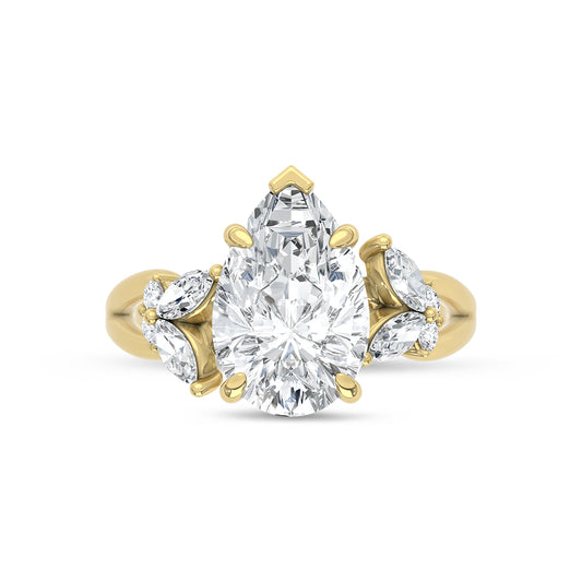 14K Yellow Gold Lab Grown Diamond 2 1/3 Ct.Tw. Pear Shape Engagement Ring (Center 3 ct)