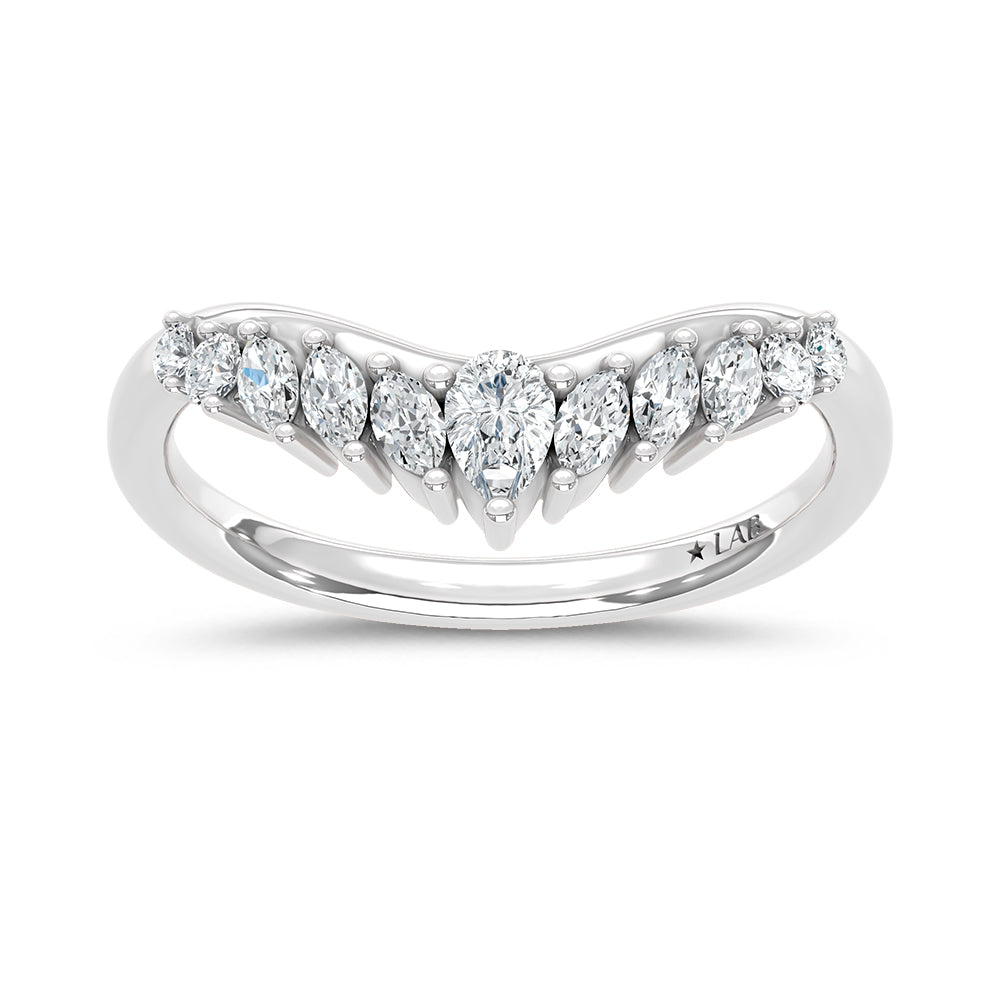 14K White Gold Lab Grown Diamond 3/8 Ct.Tw. Chevron Band