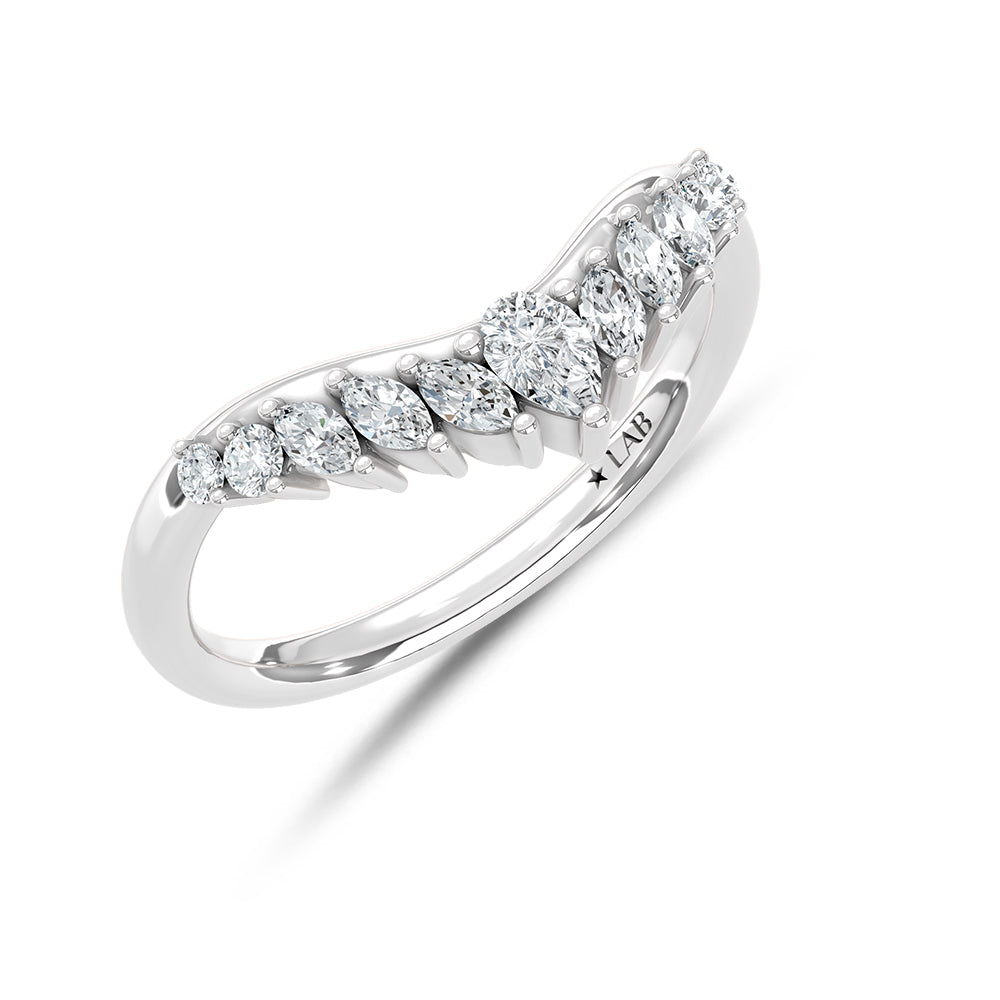 14K White Gold Lab Grown Diamond 3/8 Ct.Tw. Chevron Band