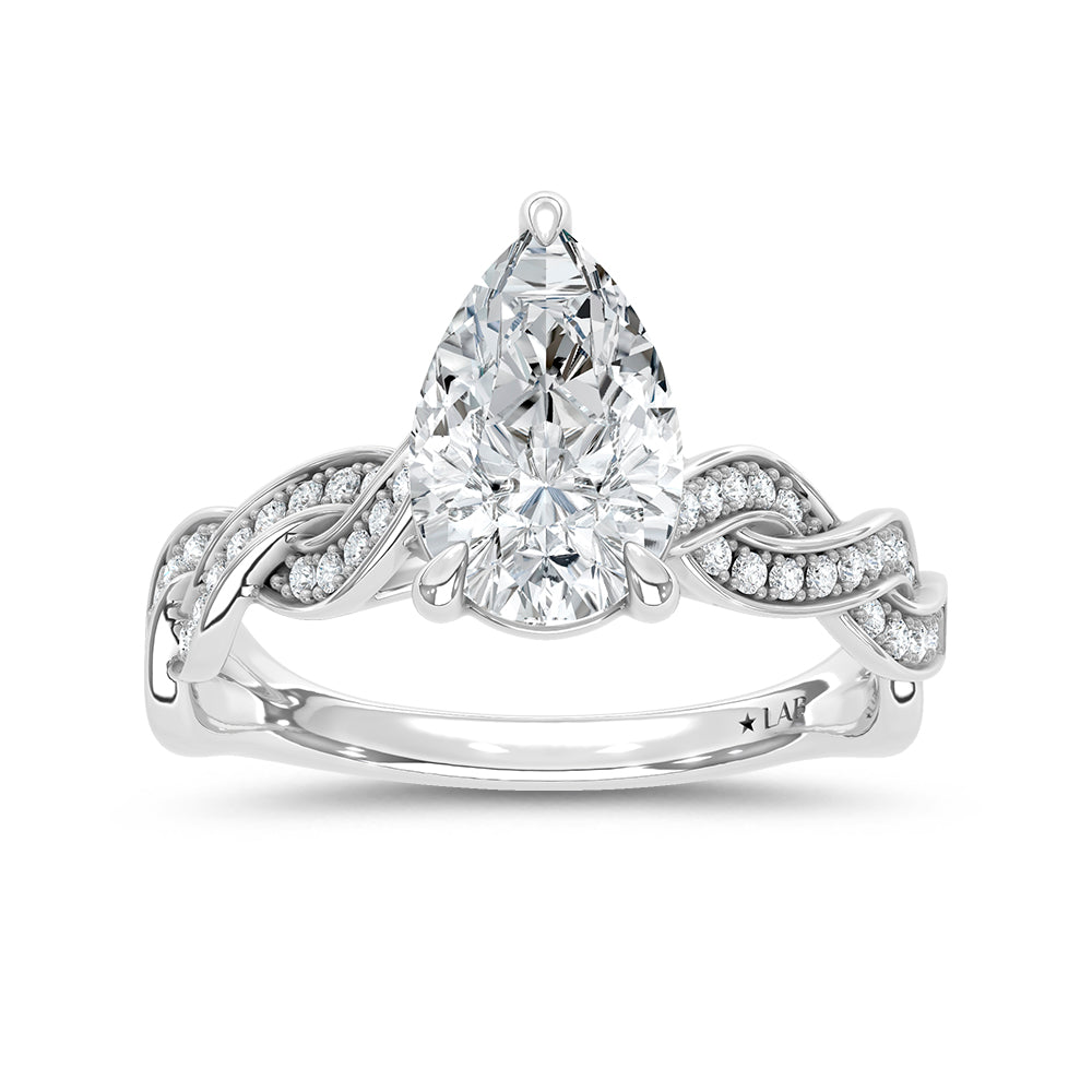 14K White Gold Lab Grown Diamond 2 1/5 Ct.Tw. Pear Shape Twisted Shank Engagement Ring (Center 2 ctw)