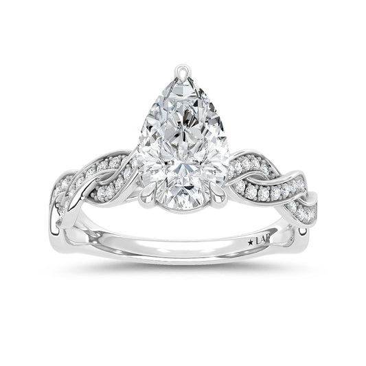 14K White Gold Lab Grown Diamond 2 1/5 Ct.Tw. Pear Shape Twisted Shank Engagement Ring (Center 2 ctw)