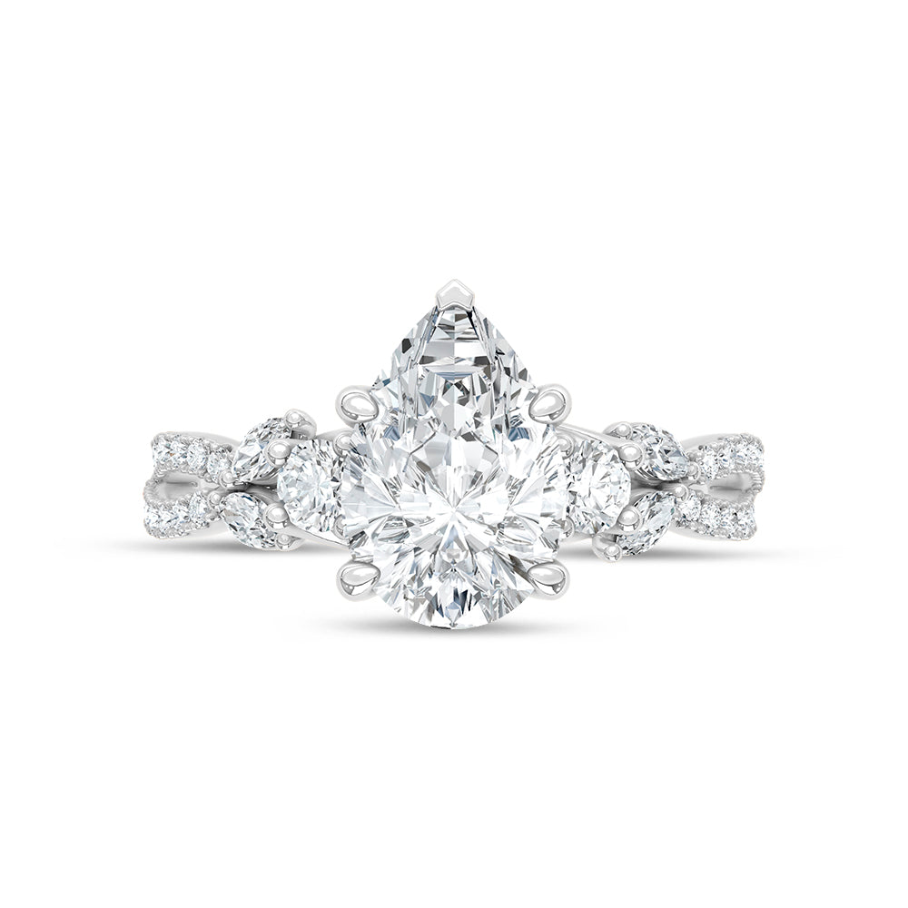 14K White Gold Lab Grown Diamond 2 1/2 Ct.Tw. Pear Shape Engagement Ring