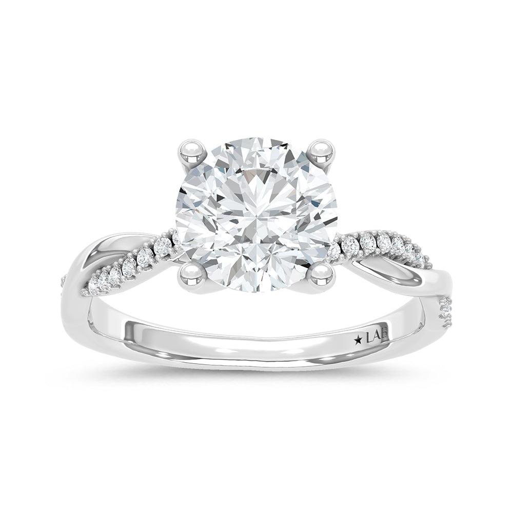 14K White Gold Lab Grown Diamond 2 1/5 Ct.Tw. Round Shape Engagement Ring (Center 2 ctw)