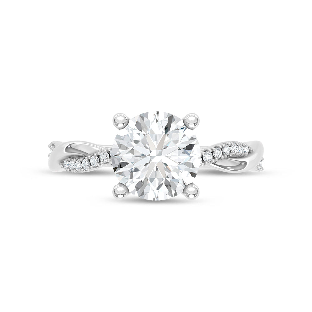 14K White Gold Lab Grown Diamond 2 1/5 Ct.Tw. Round Shape Engagement Ring (Center 2 ctw)