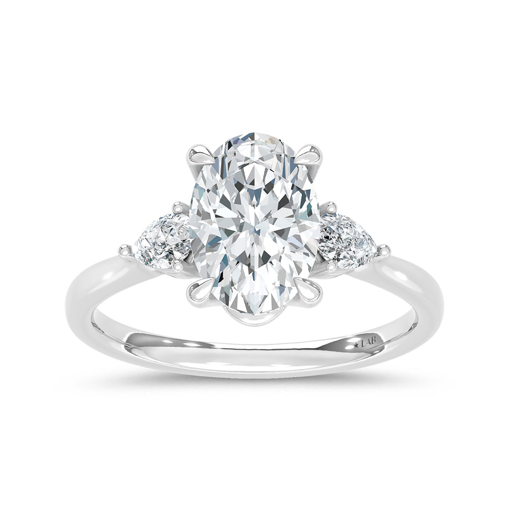 14K White Gold Lab Grown Diamond 2 1/4 Ct.Tw. Oval Shape Engagement Ring