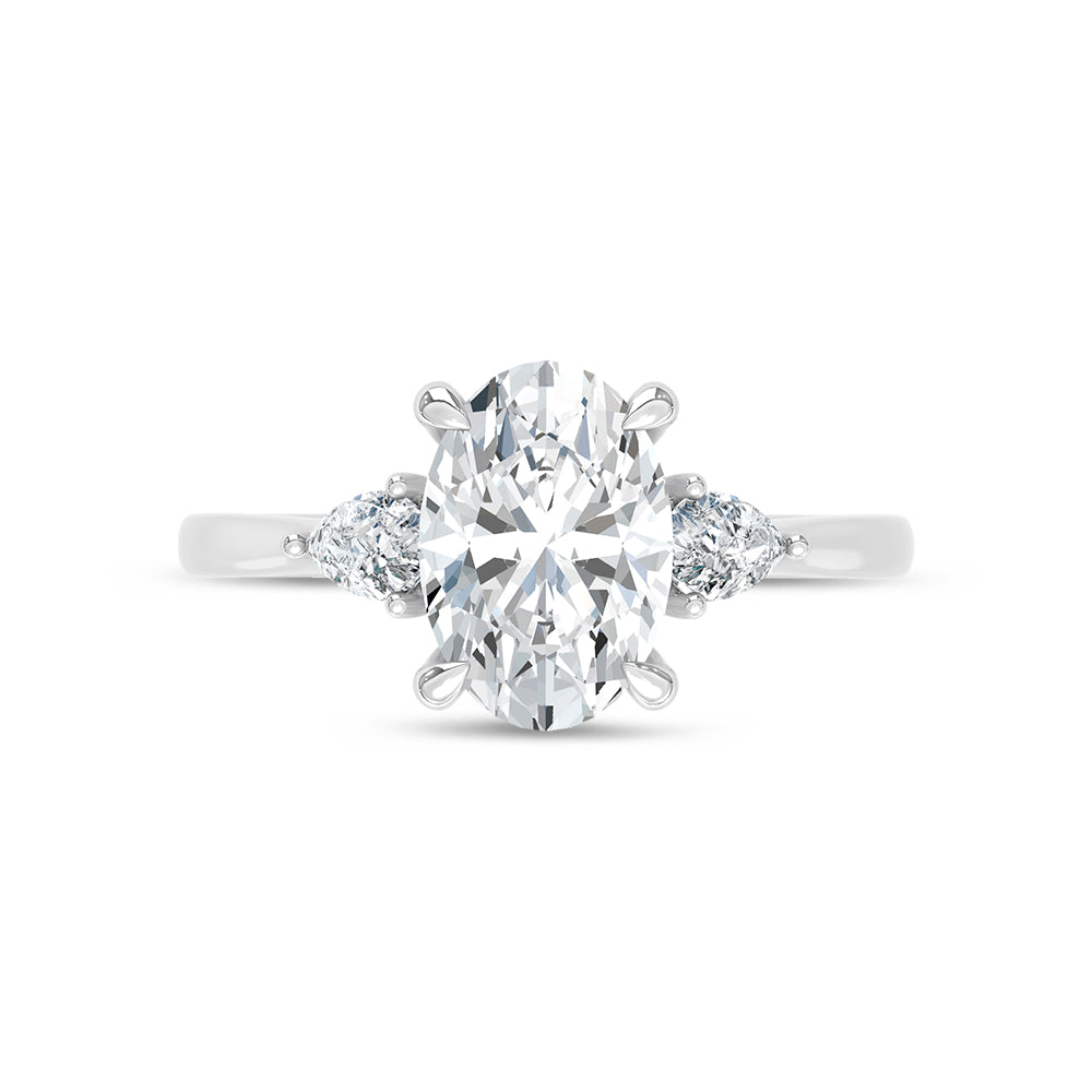 14K White Gold Lab Grown Diamond 2 1/4 Ct.Tw. Oval Shape Engagement Ring