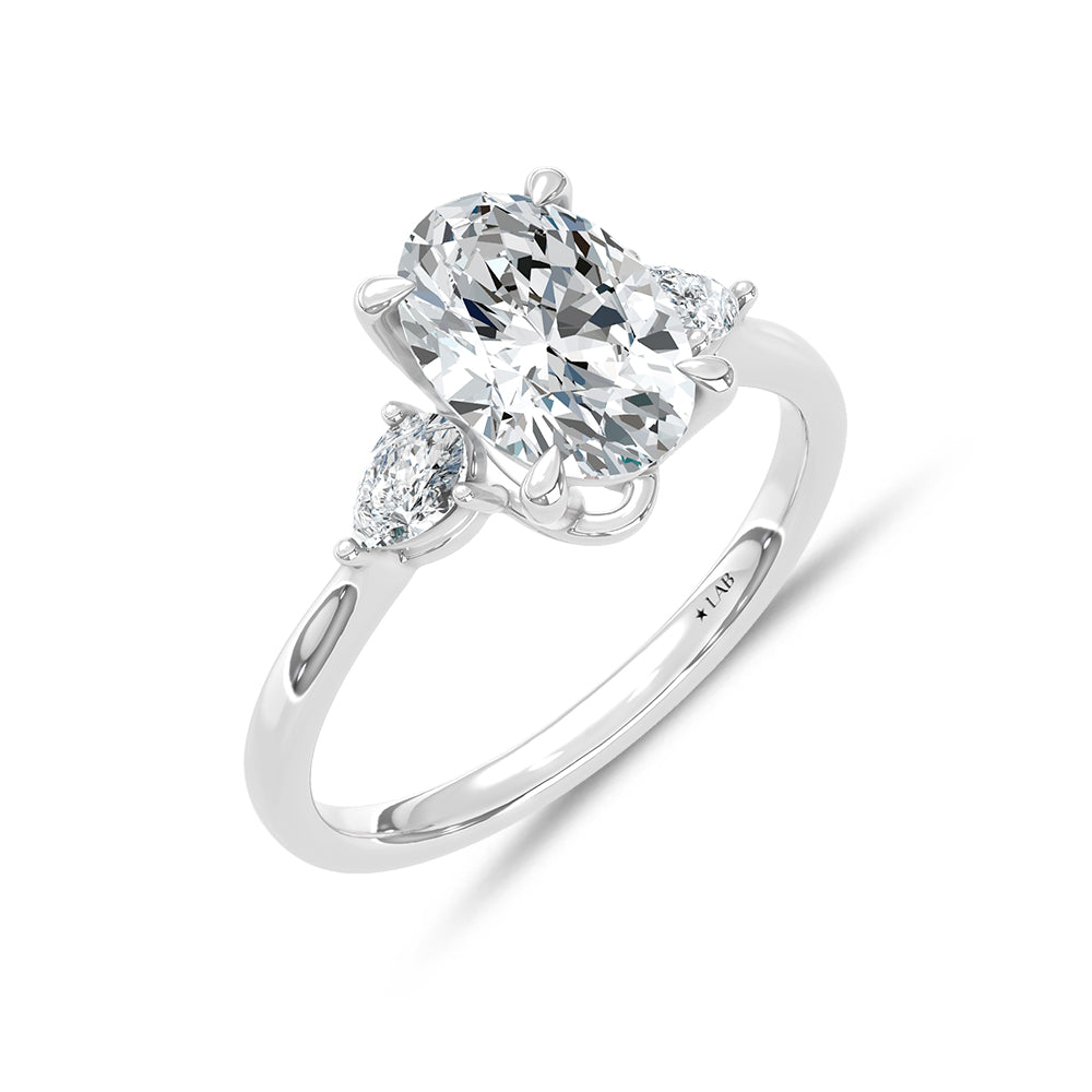 14K White Gold Lab Grown Diamond 2 1/4 Ct.Tw. Oval Shape Engagement Ring