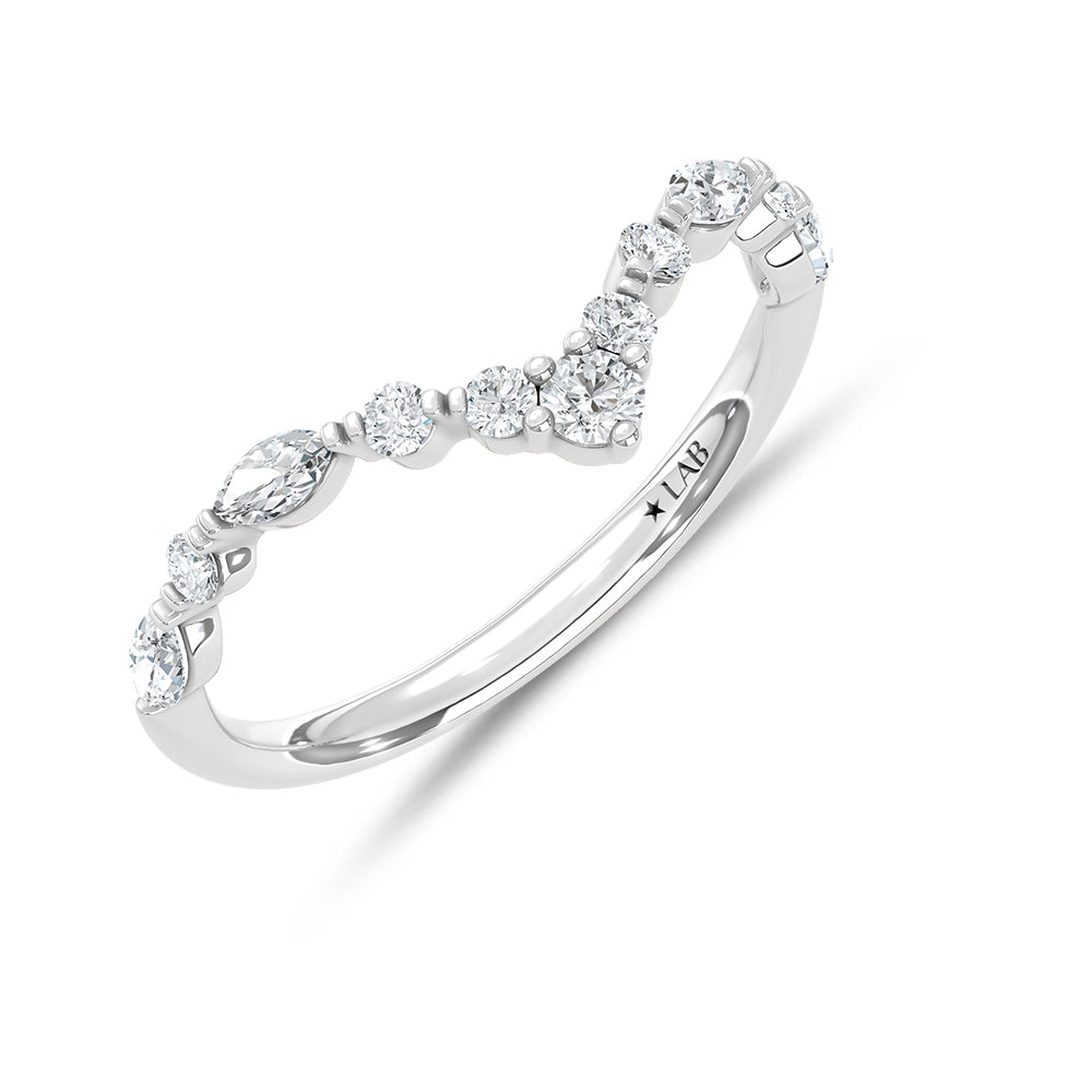 14K White Gold Lab Grown Diamond 3/8 Ct.Tw. Chevron Band