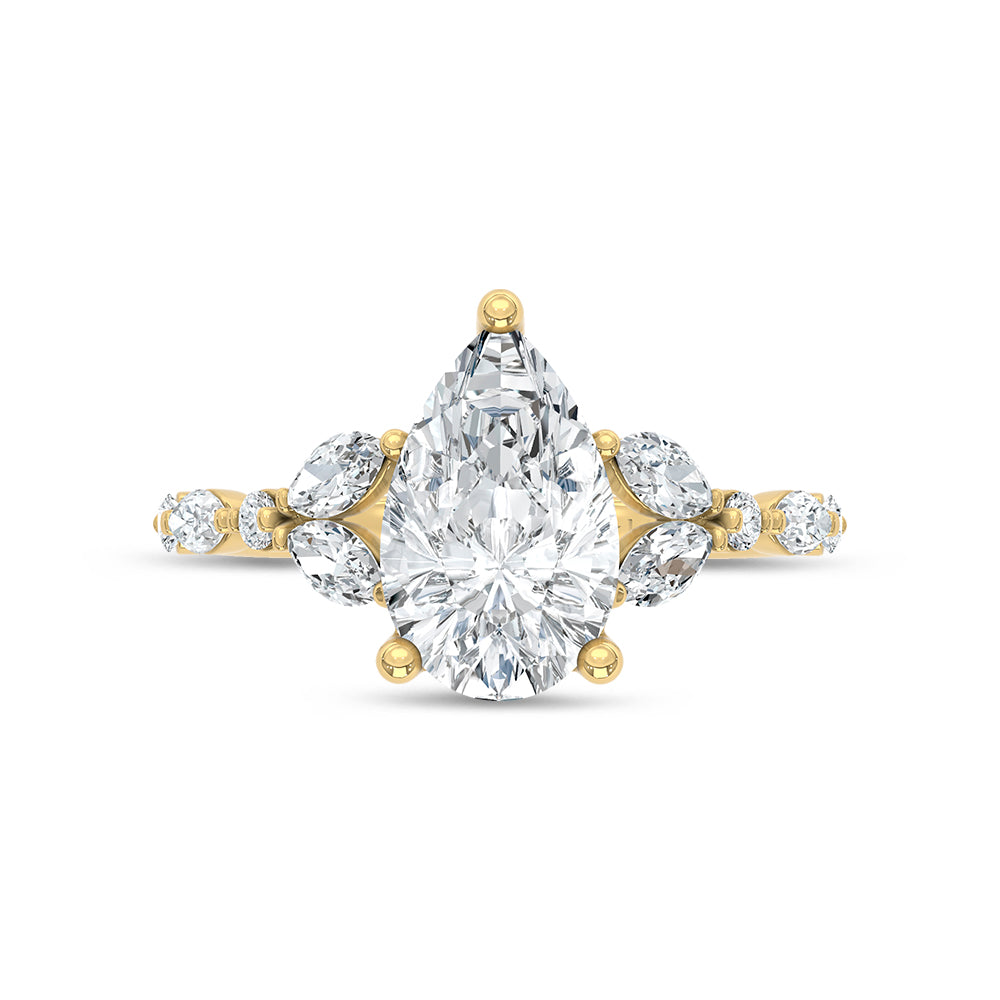 14K Yellow Gold Lab Grown Diamond 2 1/2 Ct.Tw. Pear Shape Engagement Ring  (Center 2 CTW)