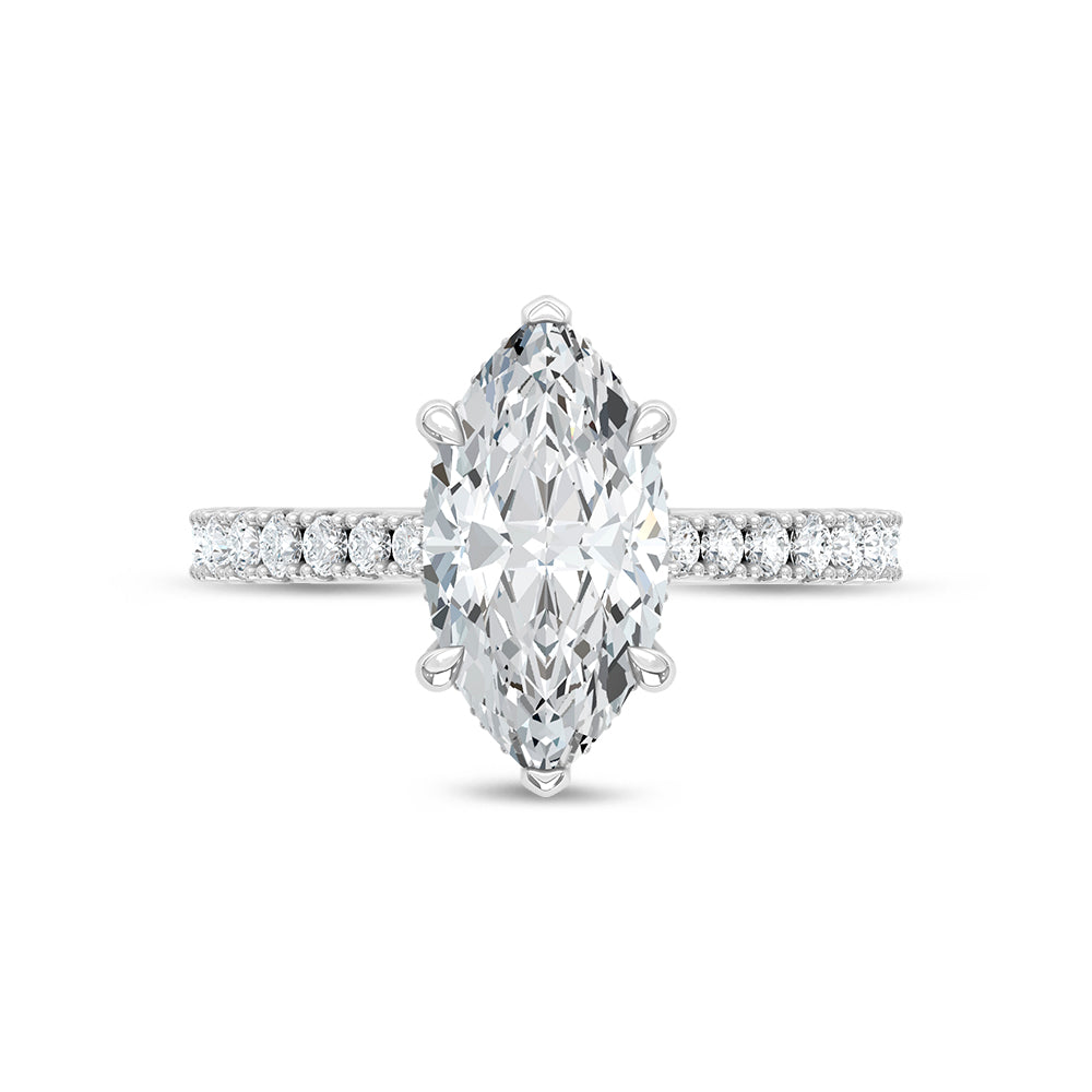 14K White Gold Lab Grown Diamond 2 Ct.Tw. Marquise Shape Engagement Ring