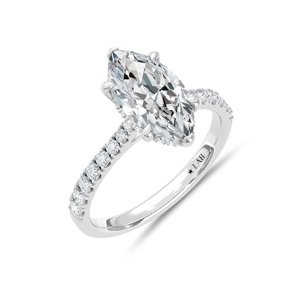 14K White Gold Lab Grown Diamond 2 Ct.Tw. Marquise Shape Engagement Ring