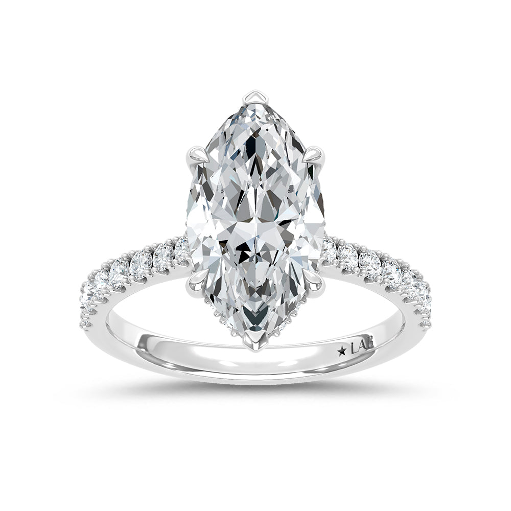 14K White Gold Lab Grown Diamond 3 3/8 Ct.Tw. Marquise Shape Engagement Ring