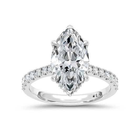 14K White Gold Lab Grown Diamond 3 3/8 Ct.Tw. Marquise Shape Engagement Ring