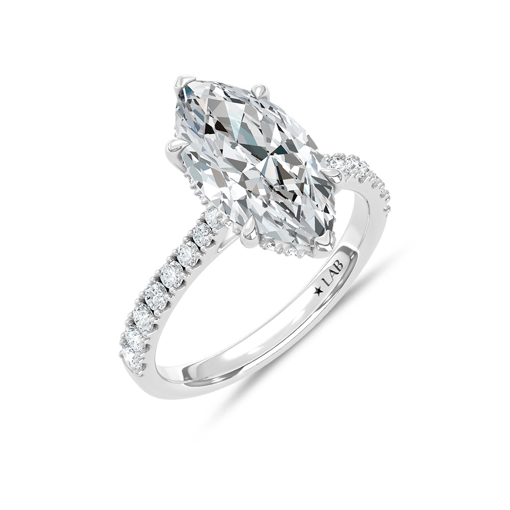 14K White Gold Lab Grown Diamond 3 3/8 Ct.Tw. Marquise Shape Engagement Ring