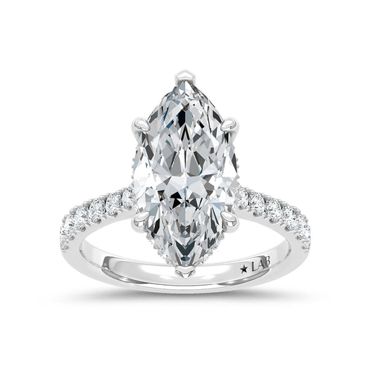 14K White Gold Lab Grown Diamond 4 1/2 Ct.Tw. Marquise Shape Engagement Ring