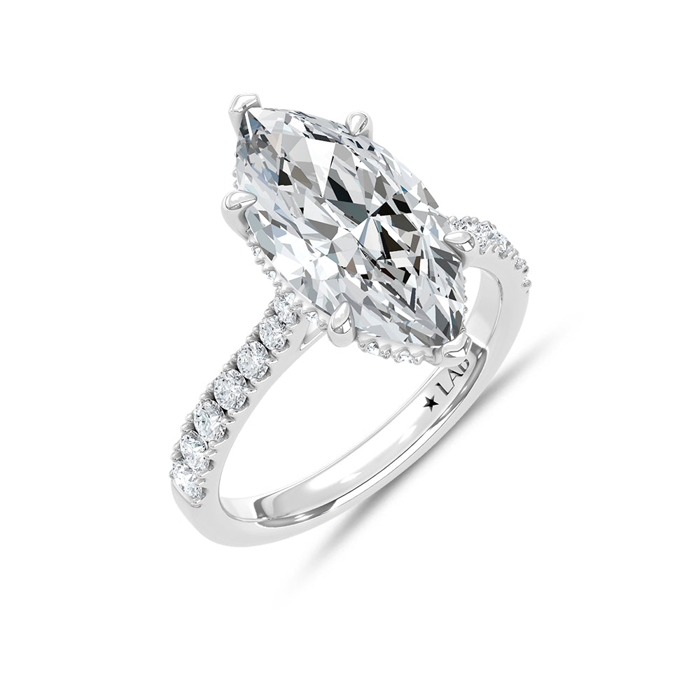 14K White Gold Lab Grown Diamond 4 1/2 Ct.Tw. Marquise Shape Engagement Ring