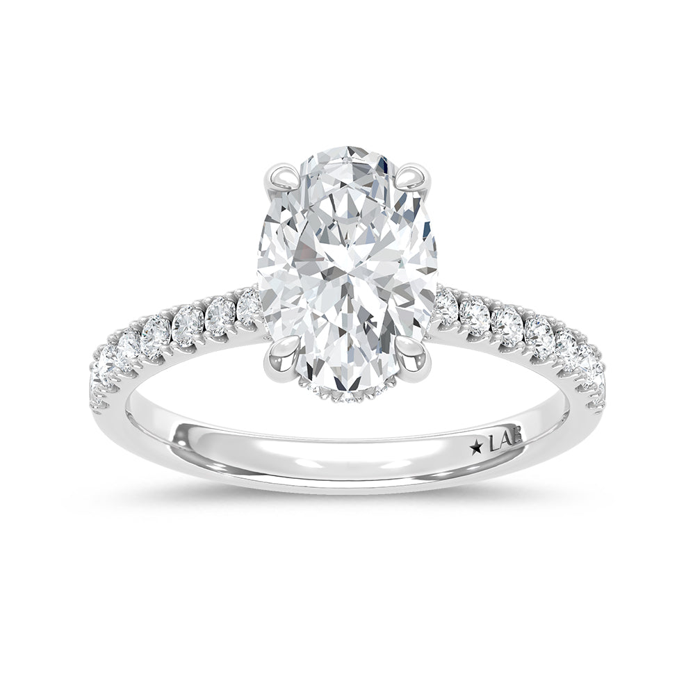 14K White Gold Lab Grown Diamond 2 1/3 Ct.Tw. Oval Shape Engagement Ring