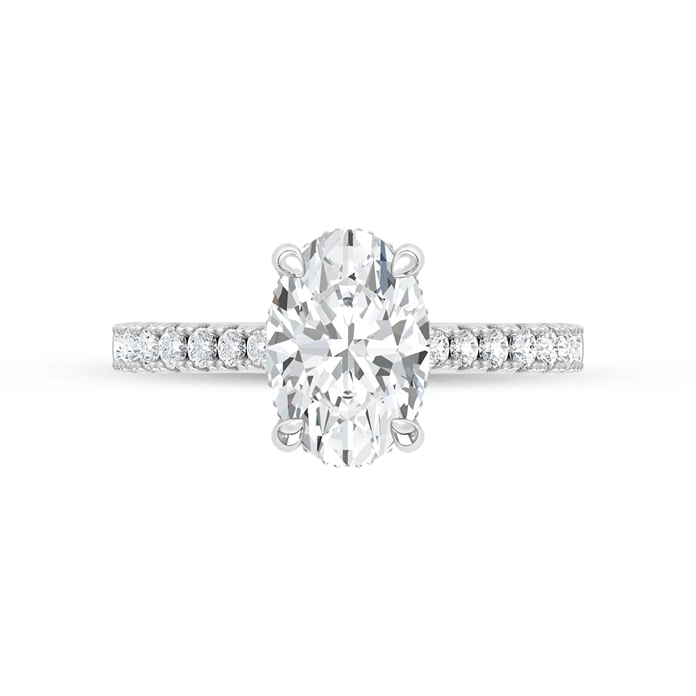 14K White Gold Lab Grown Diamond 2 1/3 Ct.Tw. Oval Shape Engagement Ring