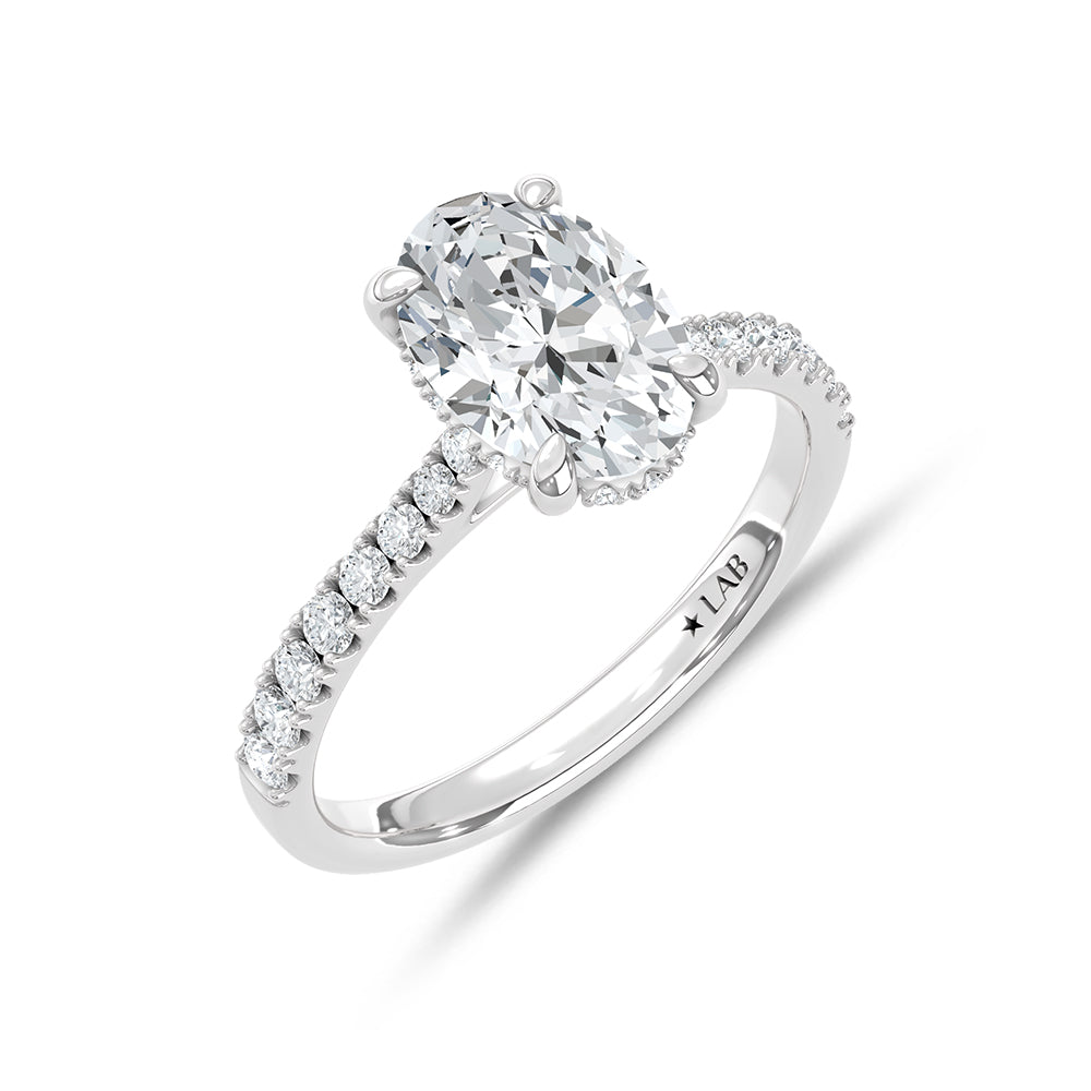 14K White Gold Lab Grown Diamond 2 1/3 Ct.Tw. Oval Shape Engagement Ring