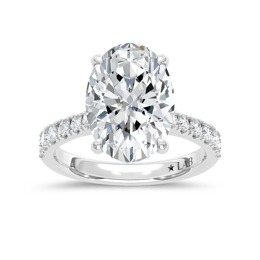 14K White Gold Lab Grown Diamond 5 3/8 Ct.Tw. Oval Shape Engagement Ring