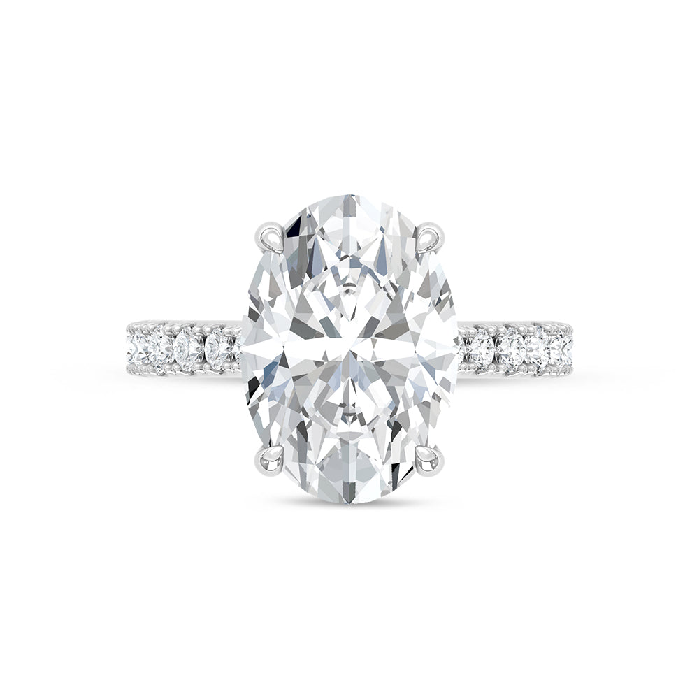 14K White Gold Lab Grown Diamond 5 3/8 Ct.Tw. Oval Shape Engagement Ring