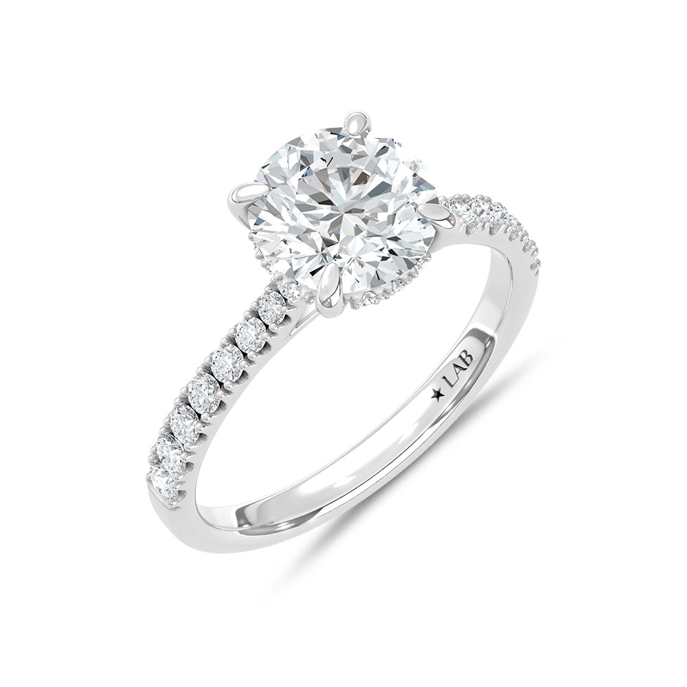14K White Gold Lab Grown Diamond 2 1/3 Ct.Tw. Round Shape Engagement Ring