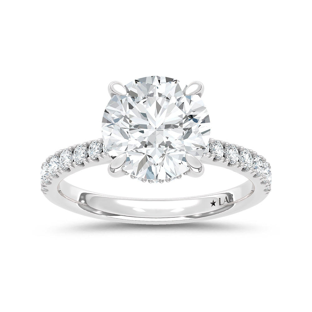 14K White Gold Lab Grown Diamond 3 3/8 Ct.Tw. Round Shape Engagement Ring