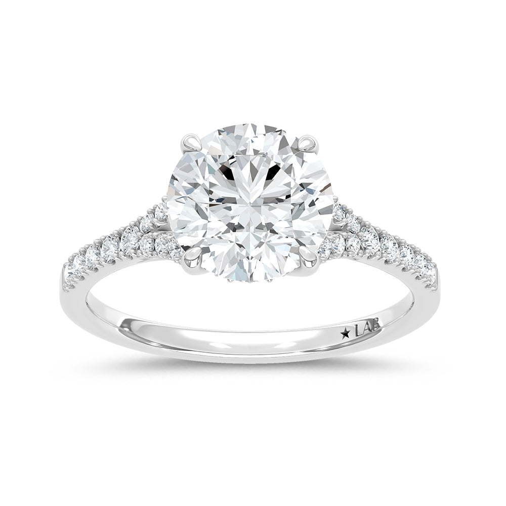 14K White Gold Lab Grown Diamond 2 1/4 Ct.Tw. Round Shape Engagement Ring (Center 2 ctw)