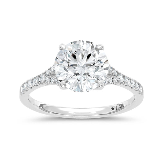 14K White Gold Lab Grown Diamond 2 1/4 Ct.Tw. Round Shape Engagement Ring (Center 2 ctw)