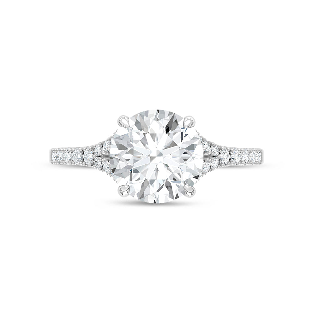 14K White Gold Lab Grown Diamond 2 1/4 Ct.Tw. Round Shape Engagement Ring (Center 2 ctw)