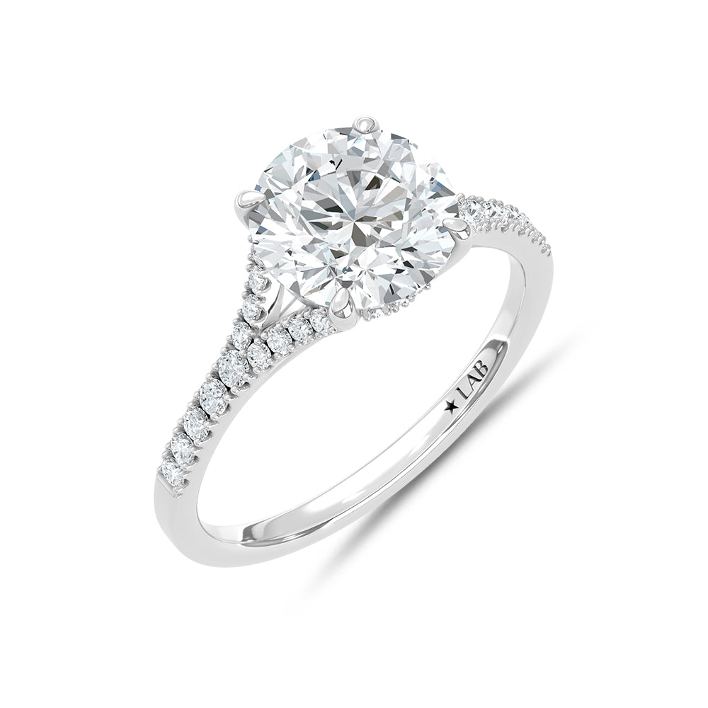 14K White Gold Lab Grown Diamond 2 1/4 Ct.Tw. Round Shape Engagement Ring (Center 2 ctw)
