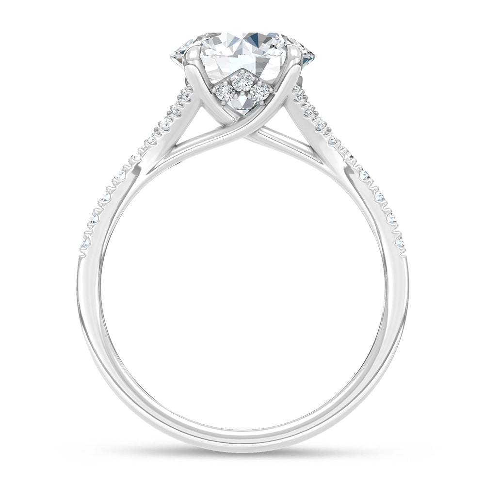 14K White Gold Lab Grown Diamond 2 1/4 Ct.Tw. Round Shape Engagement Ring (Center 2 ctw)