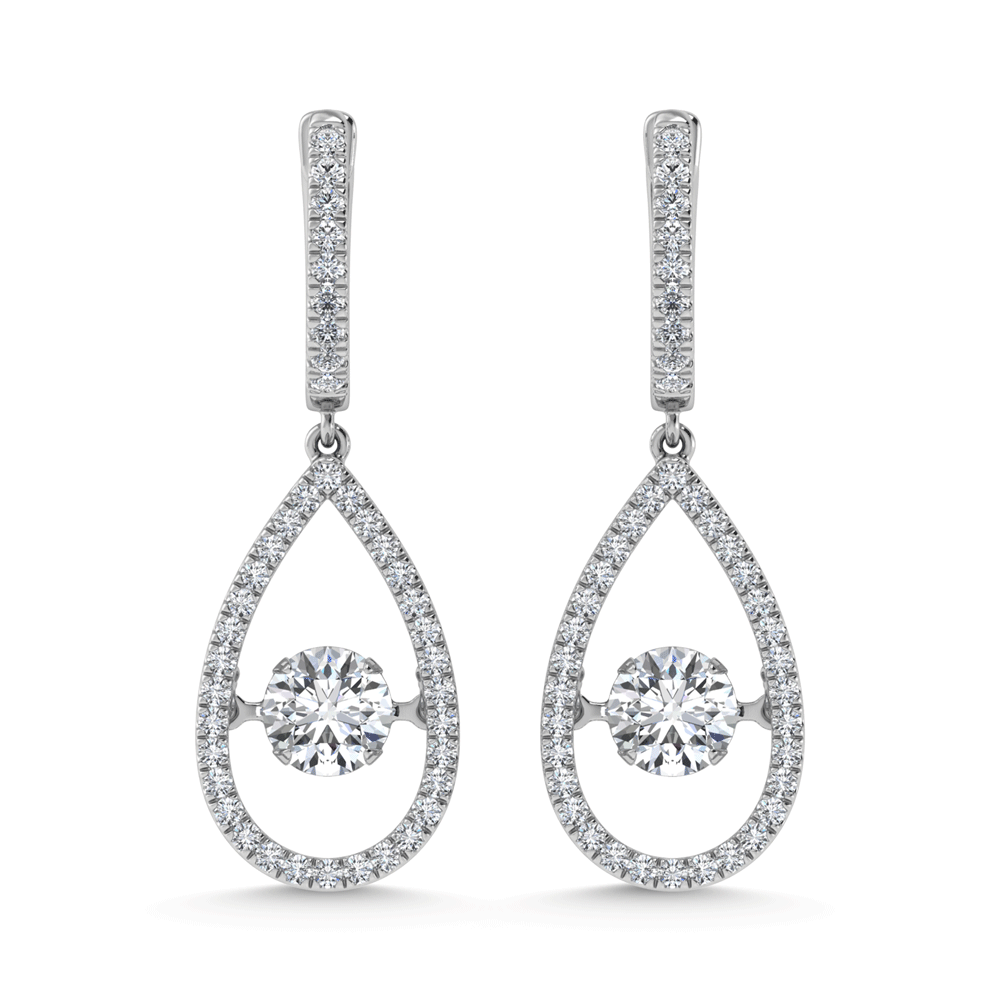 14K White Gold Lab Grown Diamond 2 1/2 Ct.Tw. Pear Shape Shimmering Earrings (Center 1 ct)