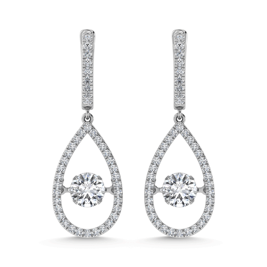14K White Gold Lab Grown Diamond 1 7/8 Ct.Tw. Pear Shape Shimmering Earrings (Center 3/4 ct)