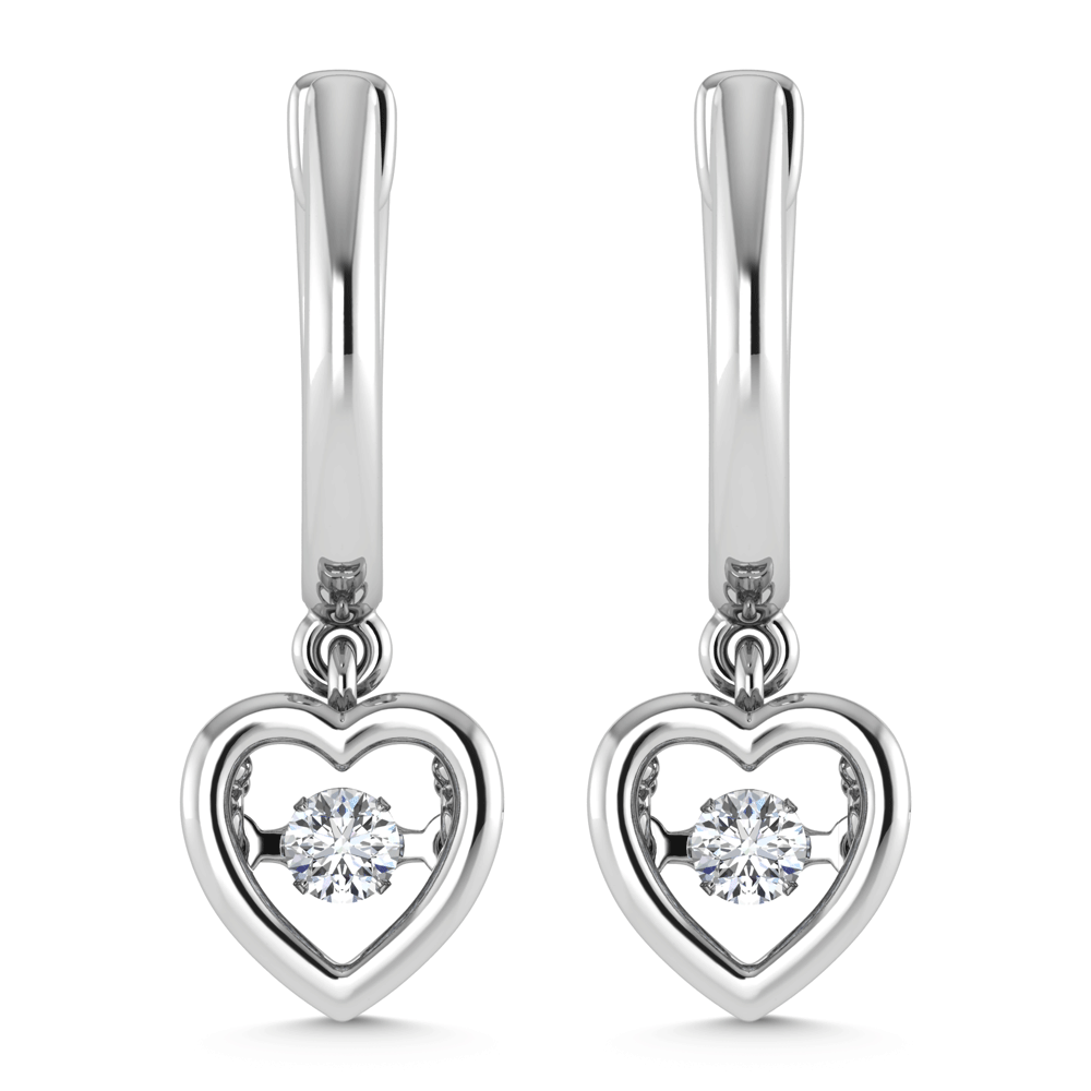 10K White Gold Lab Grown Diamond 1/6 Ct.Tw. Heart Shape Plain Halo Earrings