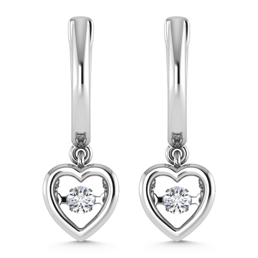 10K White Gold Lab Grown Diamond 1/6 Ct.Tw. Heart Shape Plain Halo Earrings
