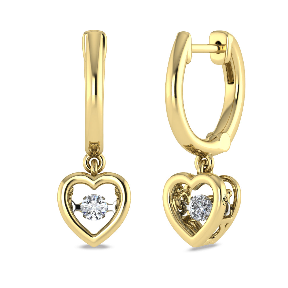 10K Yellow Gold Lab Grown Diamond 1/6 Ct.Tw. Heart Shape Plain Halo Earrings