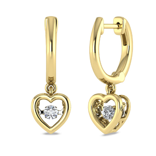10K Yellow Gold Lab Grown Diamond 1/6 Ct.Tw. Heart Shape Plain Halo Earrings