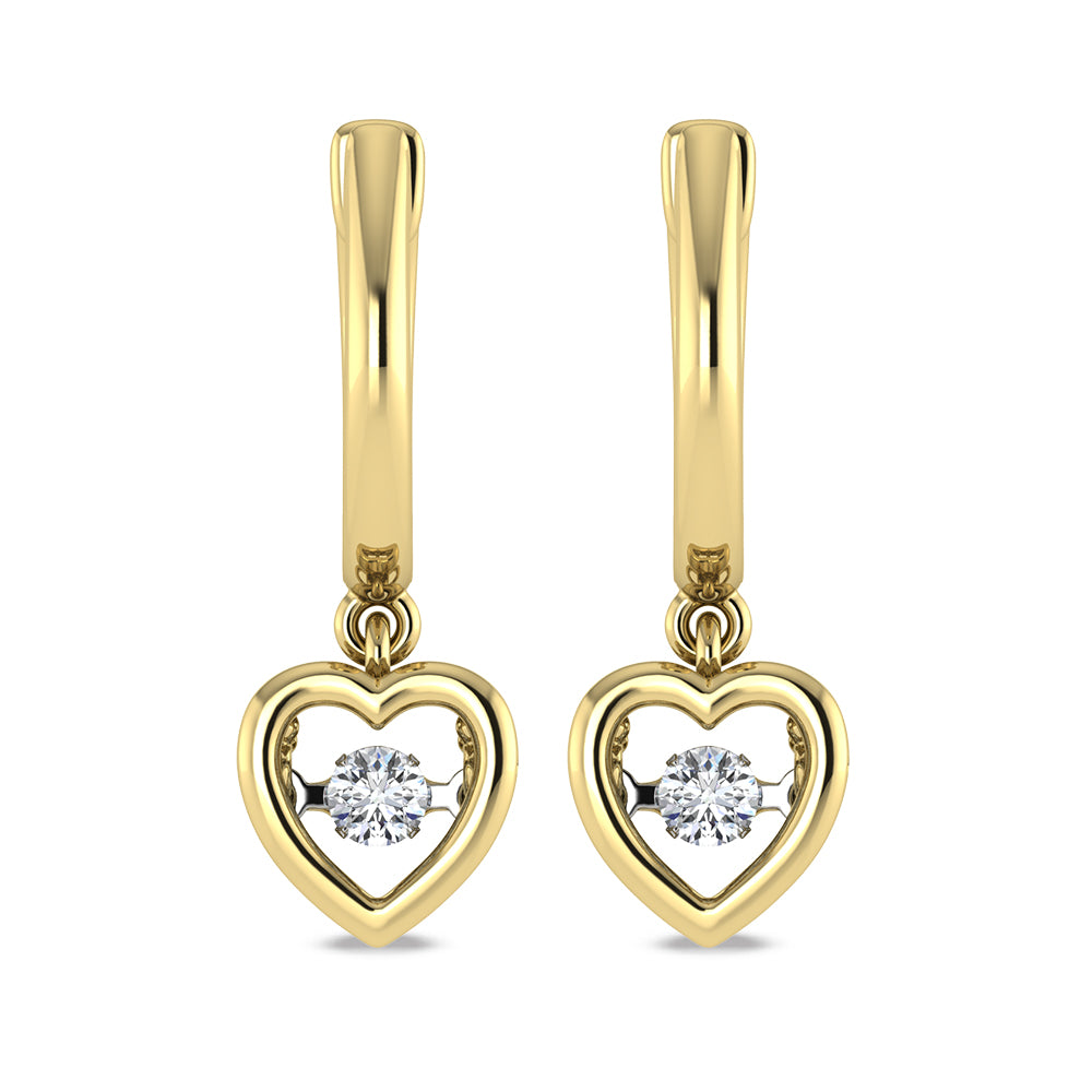 10K Yellow Gold Lab Grown Diamond 1/6 Ct.Tw. Heart Shape Plain Halo Earrings