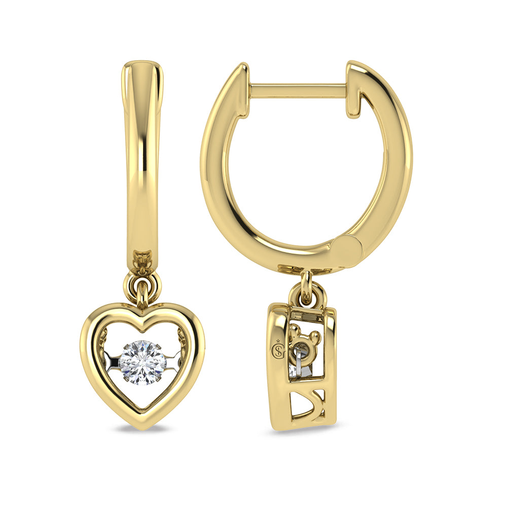 10K Yellow Gold Lab Grown Diamond 1/6 Ct.Tw. Heart Shape Plain Halo Earrings