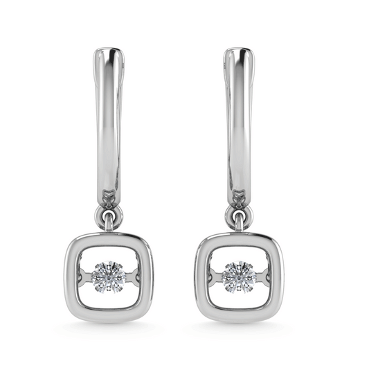 10K White Gold Lab Grown Diamond 1/6 Ct.Tw. Cushion Shape Plain Halo Earrings