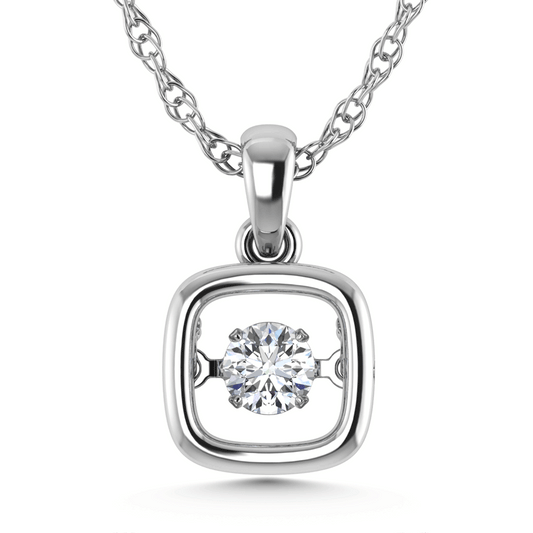 10K White Gold Lab Grown Diamond 1/5 Ct.Tw. Cushion Shape Plain Halo Pendant