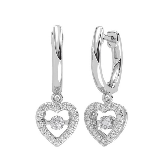 10K White Gold Lab Grown Diamond 1/3 Ct.Tw. Heart Shape Halo Earrings