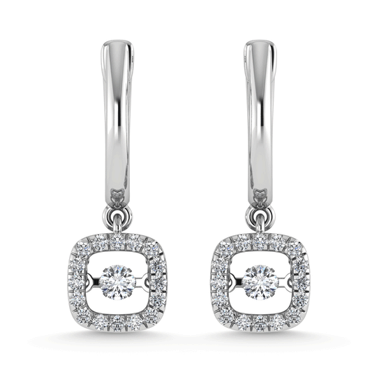 10K White Gold Lab Grown Diamond 1/3 Ct.Tw. Cushion Shape Halo Earrings
