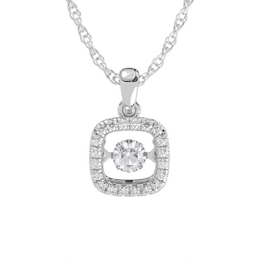 10K White Gold Lab Grown Diamond 1/3 Ct.Tw. Cushion Shape Halo Pendant