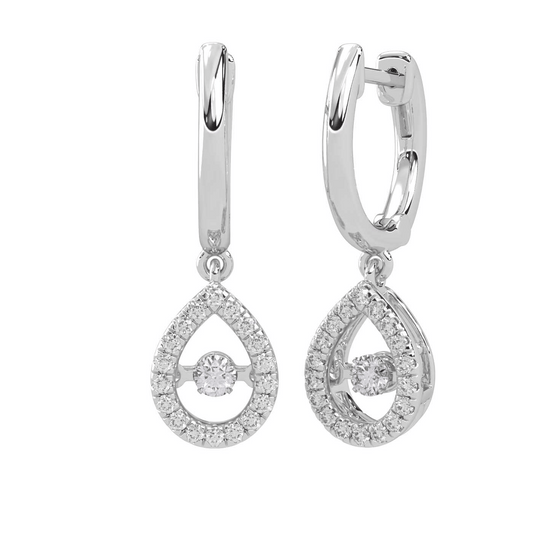 10K White Gold Lab Grown Diamond 1/3 Ct.Tw. Pear Shape Halo Earrings