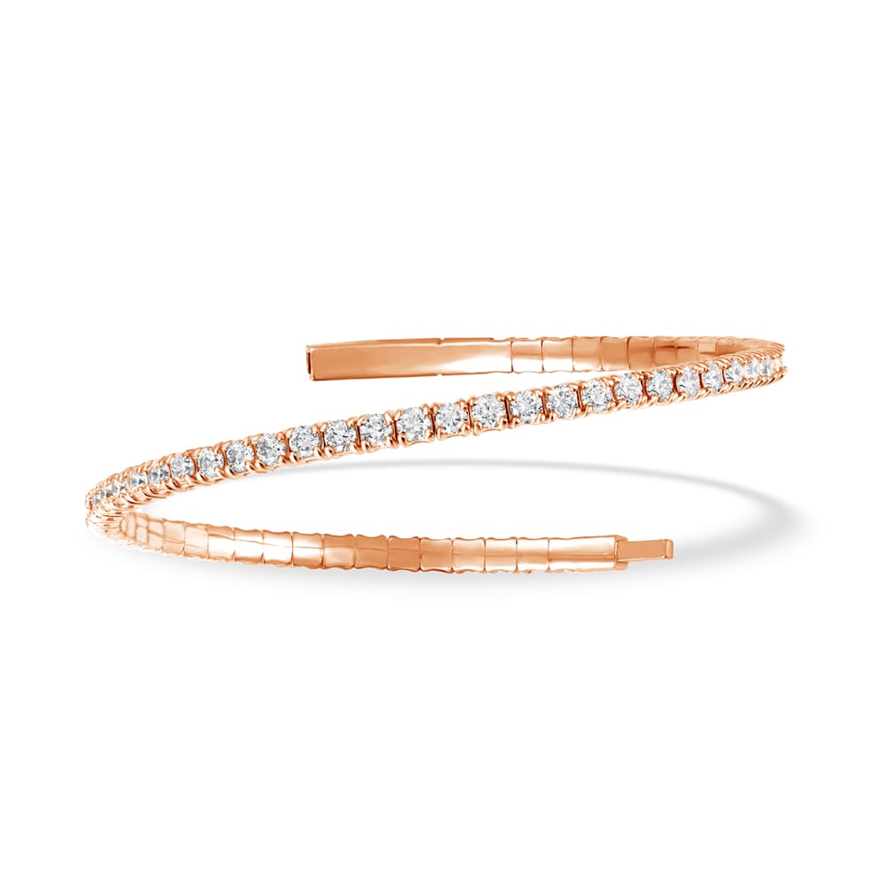 Lab Grown Diamond 1 Ct.Tw. Half Way Flexible Bangle in 10K Rose Gold (Size 6.75)