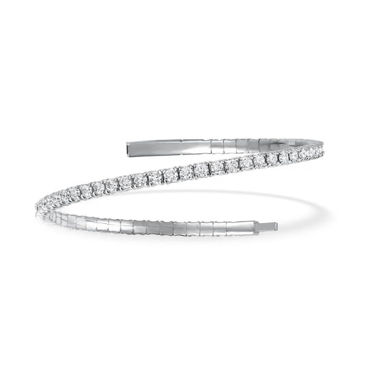 Lab Grown Diamond 4 Ct.Tw. Half Way Flexible Bangle in 14K White Gold (Size 6.75)