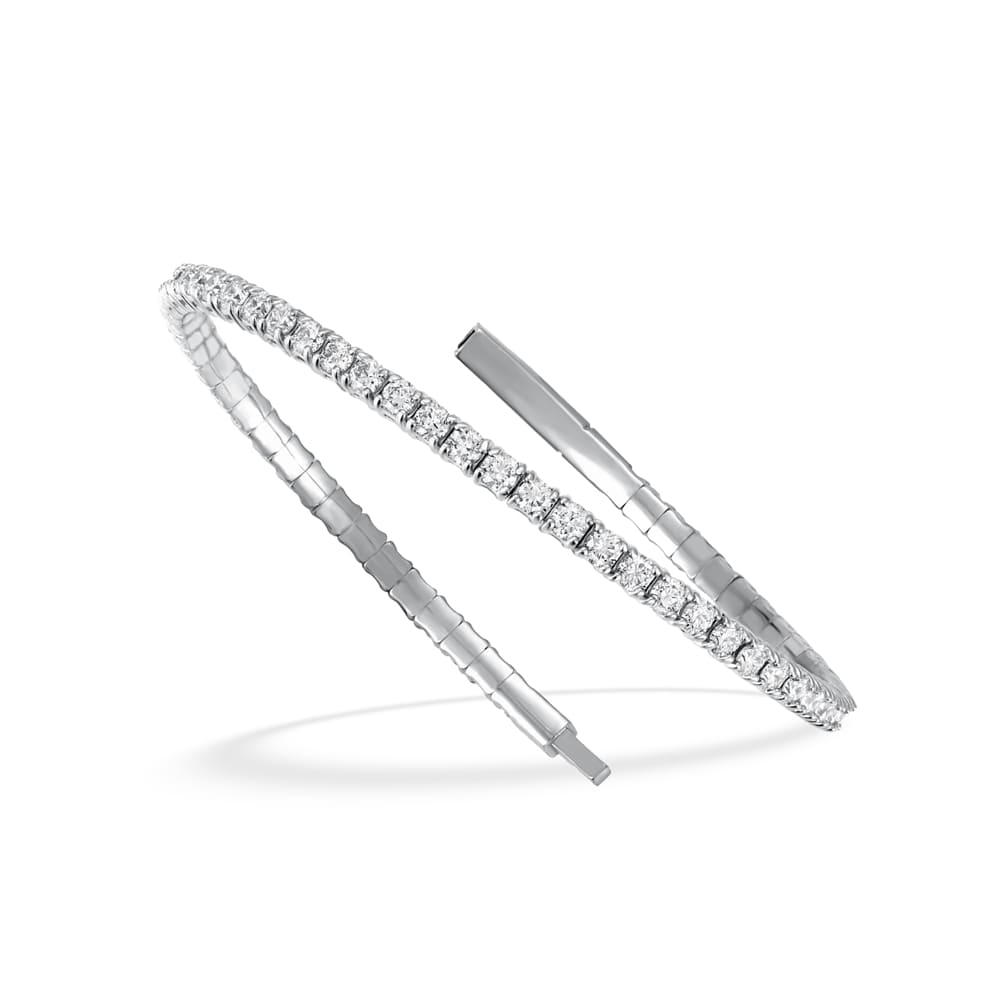 Lab Grown Diamond 1 Ct.Tw. Half Way Flexible Bangle in 10K White Gold (Size 6.75)