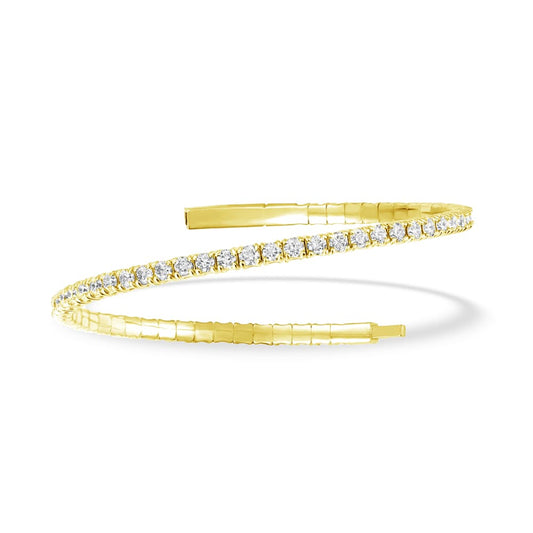 10K Yellow Gold Lab Grown Diamond 3 Ct.Tw. Half Way Flexi Bangle (Size 6.50)